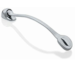 Chrome pull handle with curved design for cabinet or drawer hardware.