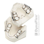 Ceramic braces bracket system displayed on white background showing components and assembly.