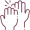 Hands reaching upward with sparkles, representing care and positive dental treatment experience.