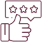 Thumbs up hand with three-star rating badge, representing customer satisfaction and positive reviews.
