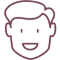 Simple line-drawn smiling face icon representing happy orthodontics patient with healthy smile.
